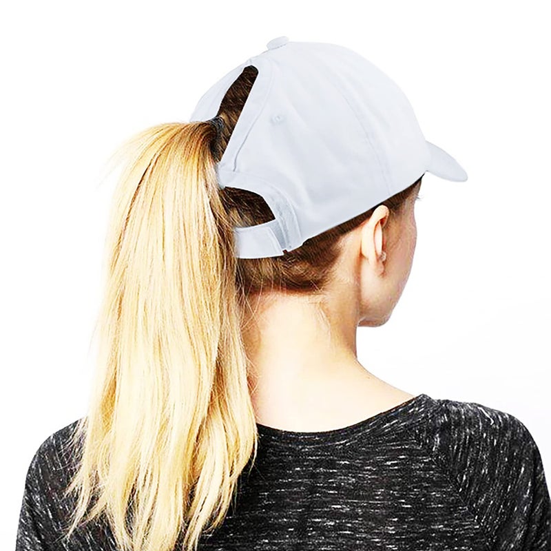Eohak Ponytail Baseball Hat Distressed Retro Washed Womens Twill White - Image 2